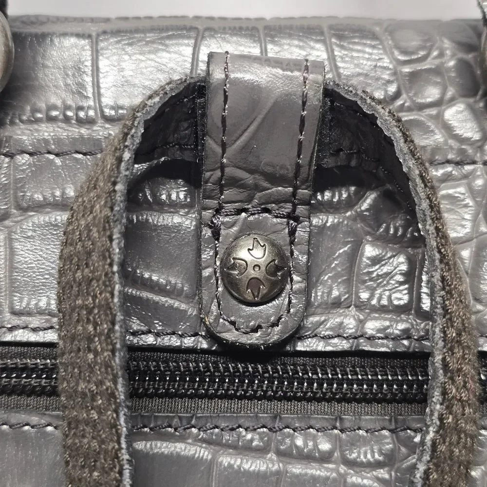 Patricia Nash Davoli Genuine Smokey Gray Croco Leather Convertible Backpack